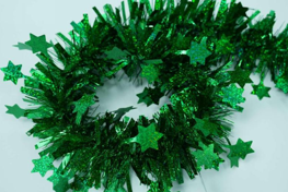 Green with Green Glitter Stars 4-ply Tinsel Garland