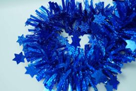 Navy Blue with Navy Blue Glitter Stars 4-ply Tinsel Garland