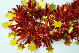 Red with Golden Glossy Stars 5-ply Tinsel Garland