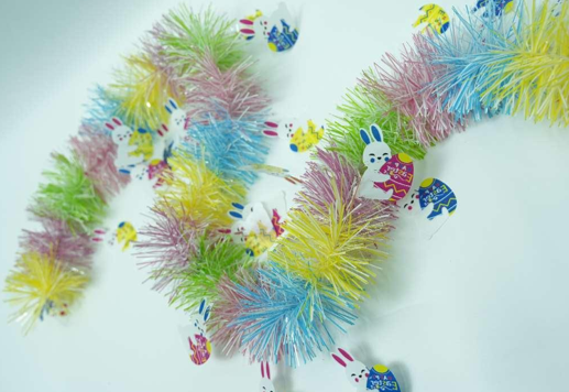Matte Macaron Colorful with Bunny 4-ply Tinsel Garland