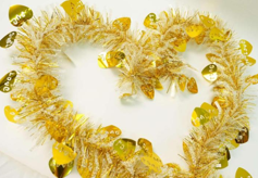 Valentine Theme Yellow with Yellow Hollowed-out Heart 5-ply Tinsel Garland