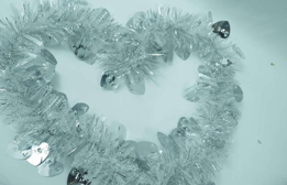 Valentine Theme White with Silver Hollowed-out Heart 5-ply Tinsel Garland