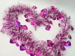 Valentine Theme Purple with Purple Hollowed-out Heart 5-ply Tinsel Garland