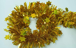Gold with Navy Gold Glitter Stars 4-ply Tinsel Garland