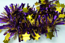 Purple with Golden Glossy Stars 5-ply Tinsel Garland