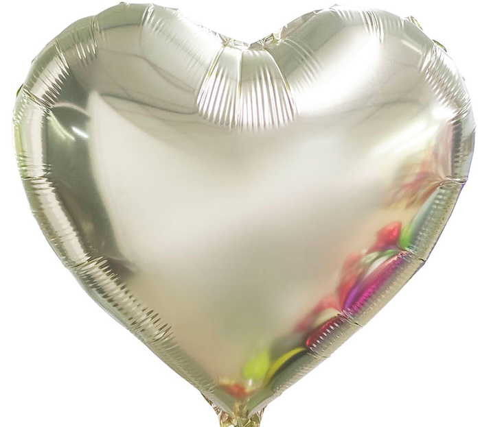 18 inch Platinum Heart Shaped Foil Balloon