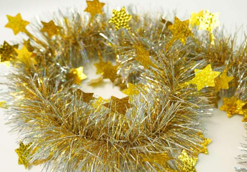 Silver with Laser Gold Stars 4-ply Tinsel Garland
