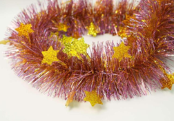 Brown with Laser Gold Stars 4-ply Tinsel Garland