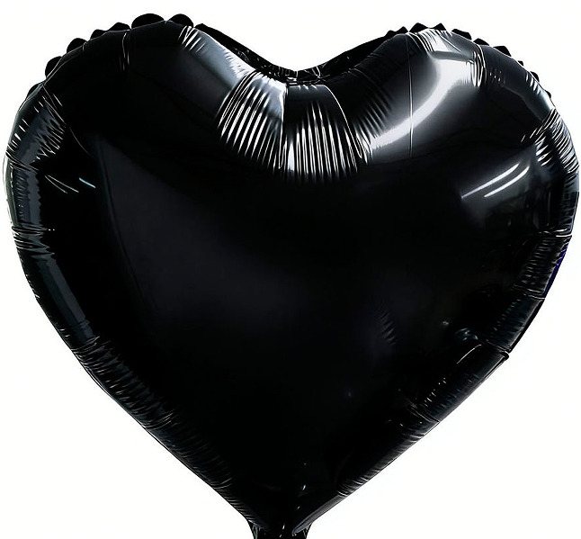 18 inch Black Heart Shaped Foil Balloon