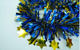 Navy Blue with Golden Glossy Stars 5-ply Tinsel Garland