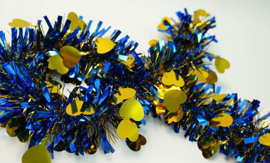 Valentine Theme Navy Blue with Golden Glossy Stars 5-ply Tinsel Garland