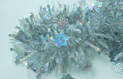Silver with Silver Glitter Stars 4-ply Tinsel Garland