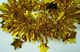 Gold with Golden Glossy Stars 5-ply Tinsel Garland