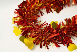 Valentine Theme Red with Golden Glossy Stars 5-ply Tinsel Garland