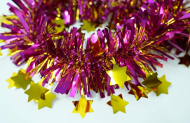 Hot Pink with Golden Glossy Stars 5-ply Tinsel Garland