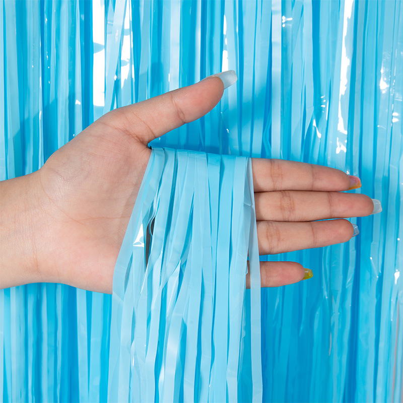Tinsel Curtain Foil Curtain Macaron Color Series Blue