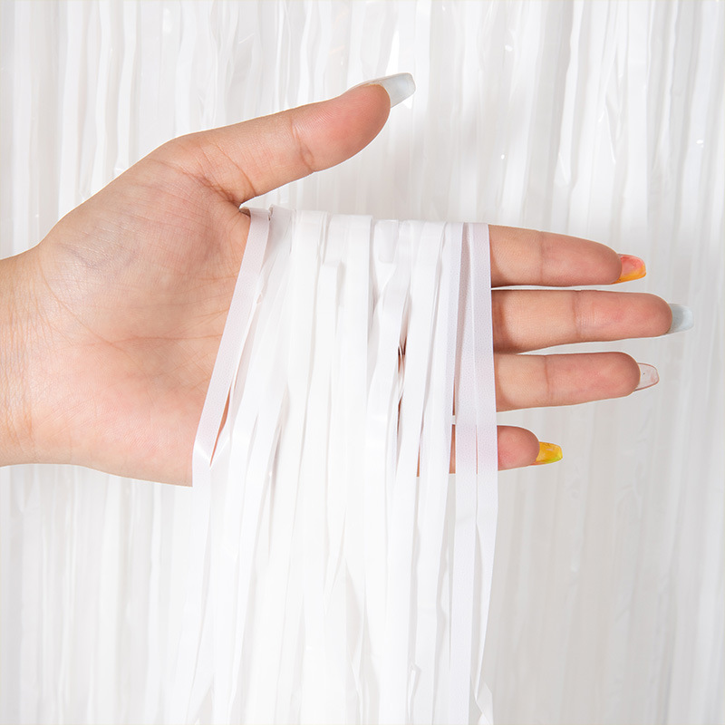 Tinsel Curtain Foil Curtain Macaron Color Series White
