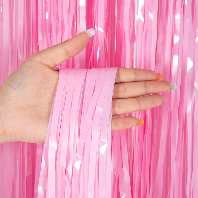 Tinsel Curtain Foil Curtain Macaron Color Series Dark Pink