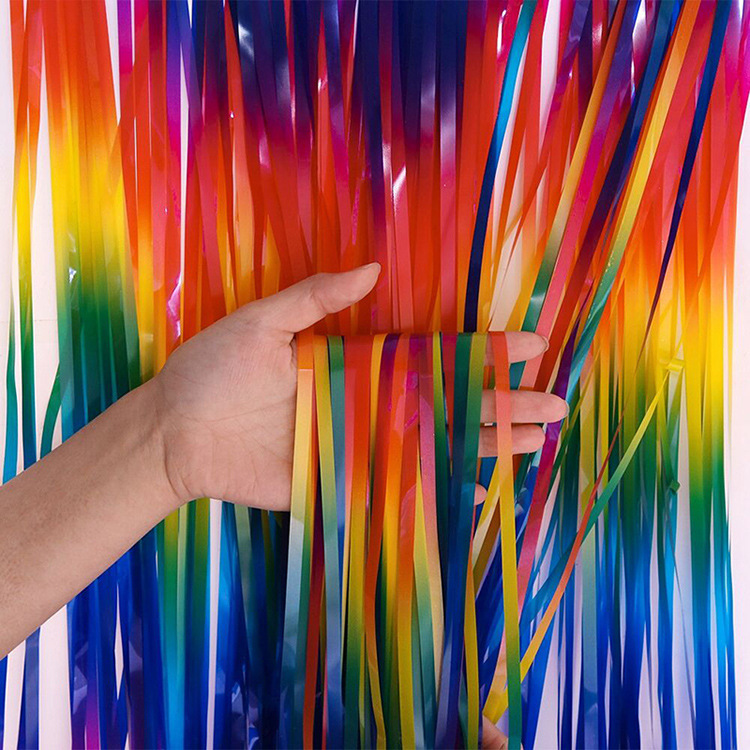 Tinsel Curtain Foil Curtain Macaron Color Series Dark Gradient