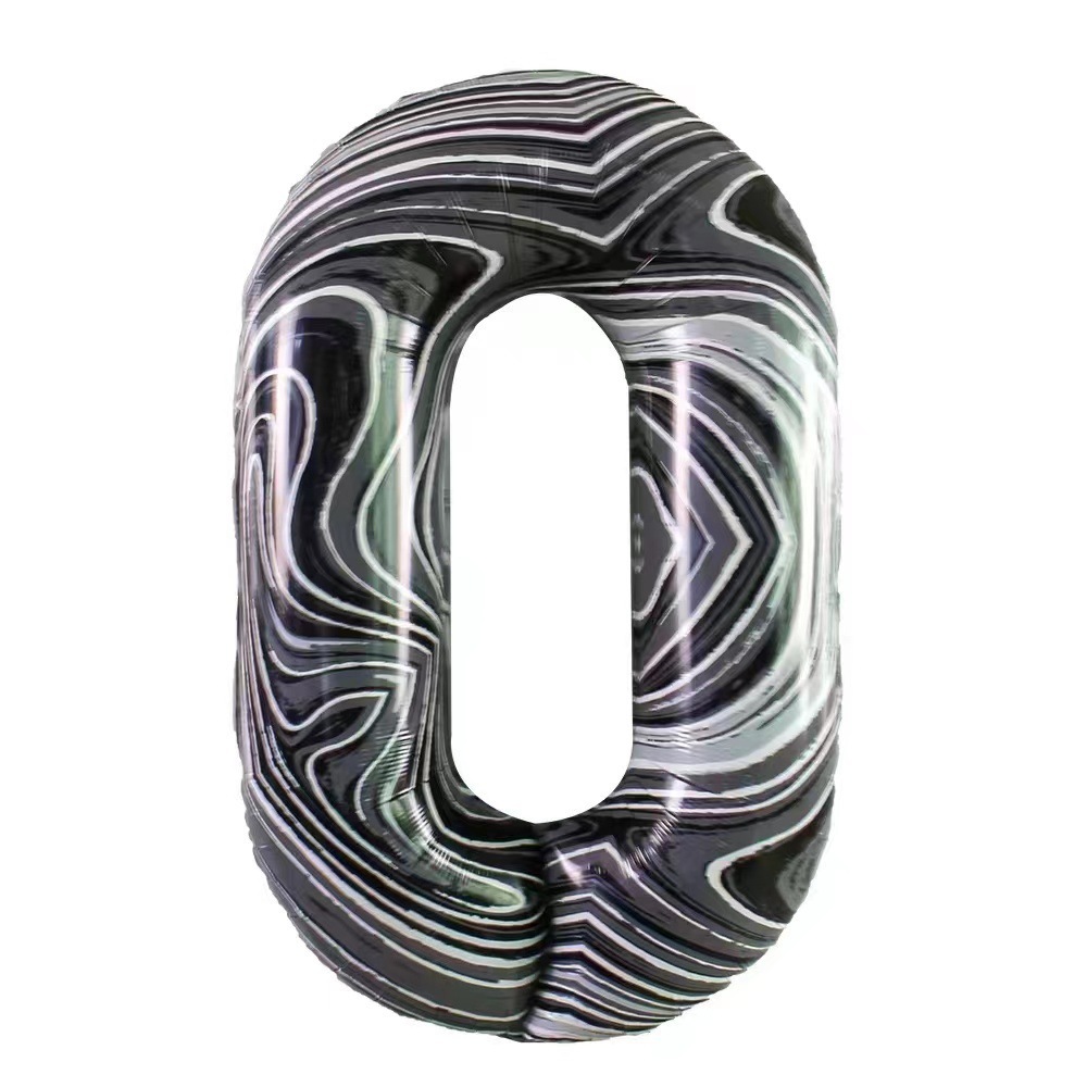 40 inch Marble Textured Aluminum Foil Balloon Number 0