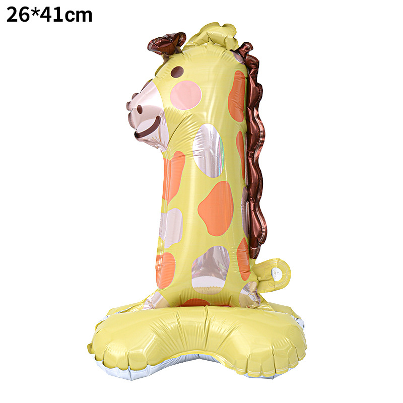 40 inch Animal Number 1 Standing Base Foil Balloon