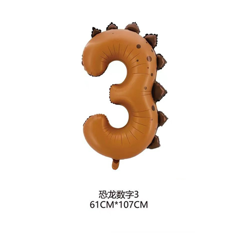 40 inch Caramel Dinosaur Design Foil Balloon Number 3