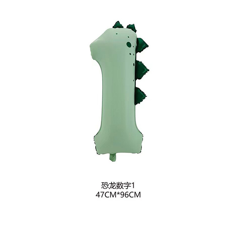 40 inch Green Dinosaur Design Foil Balloon Number 1