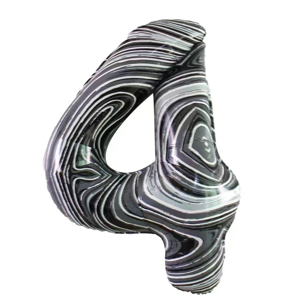 40 inch Marble Textured Aluminum Foil Balloon Number 4