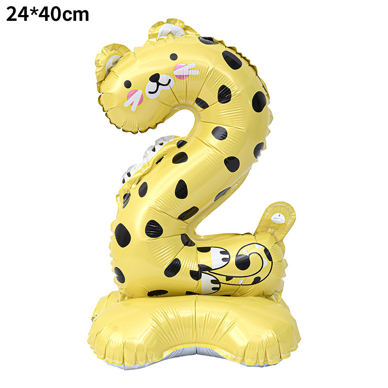 40 inch Animal Number 2 Standing Base Foil Balloon