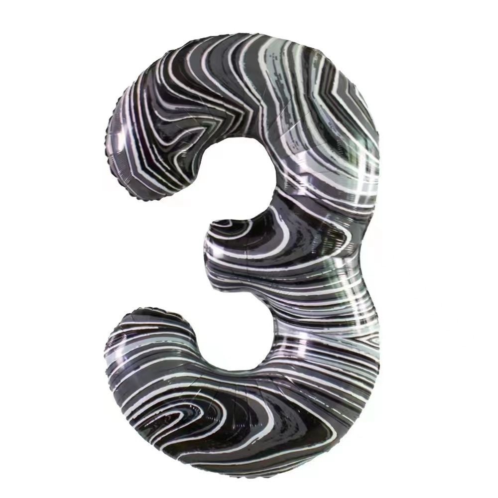 40 inch Marble Textured Aluminum Foil Balloon Number 3
