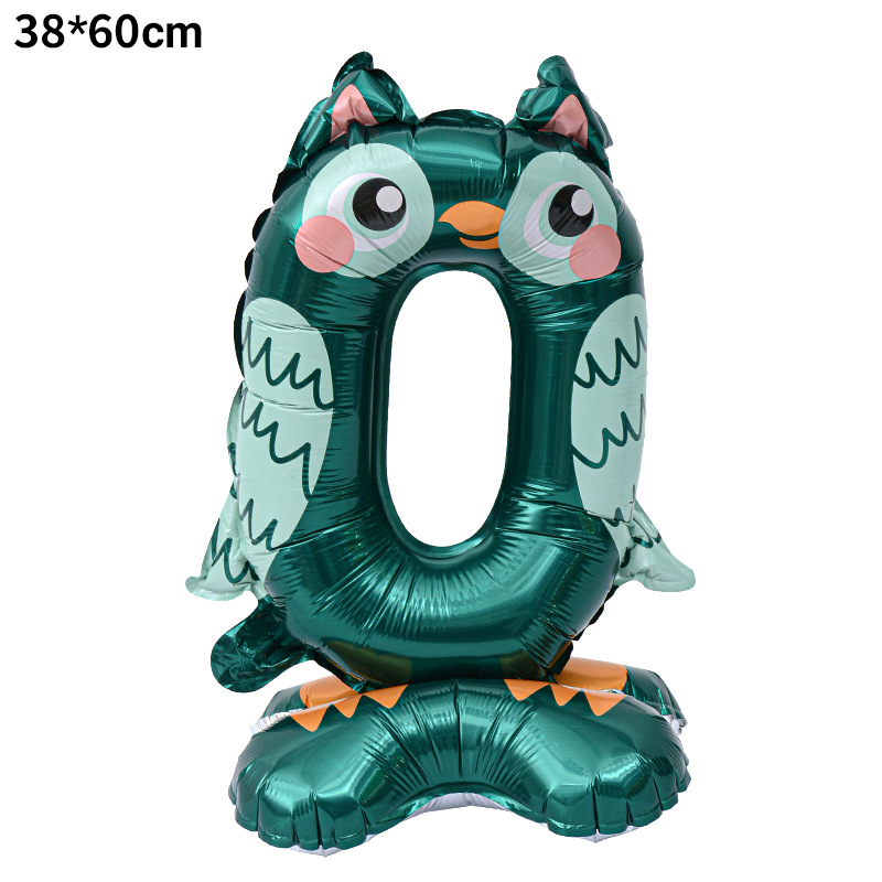 40 inch Animal Digital Standing Foil Balloon with Base Number 0