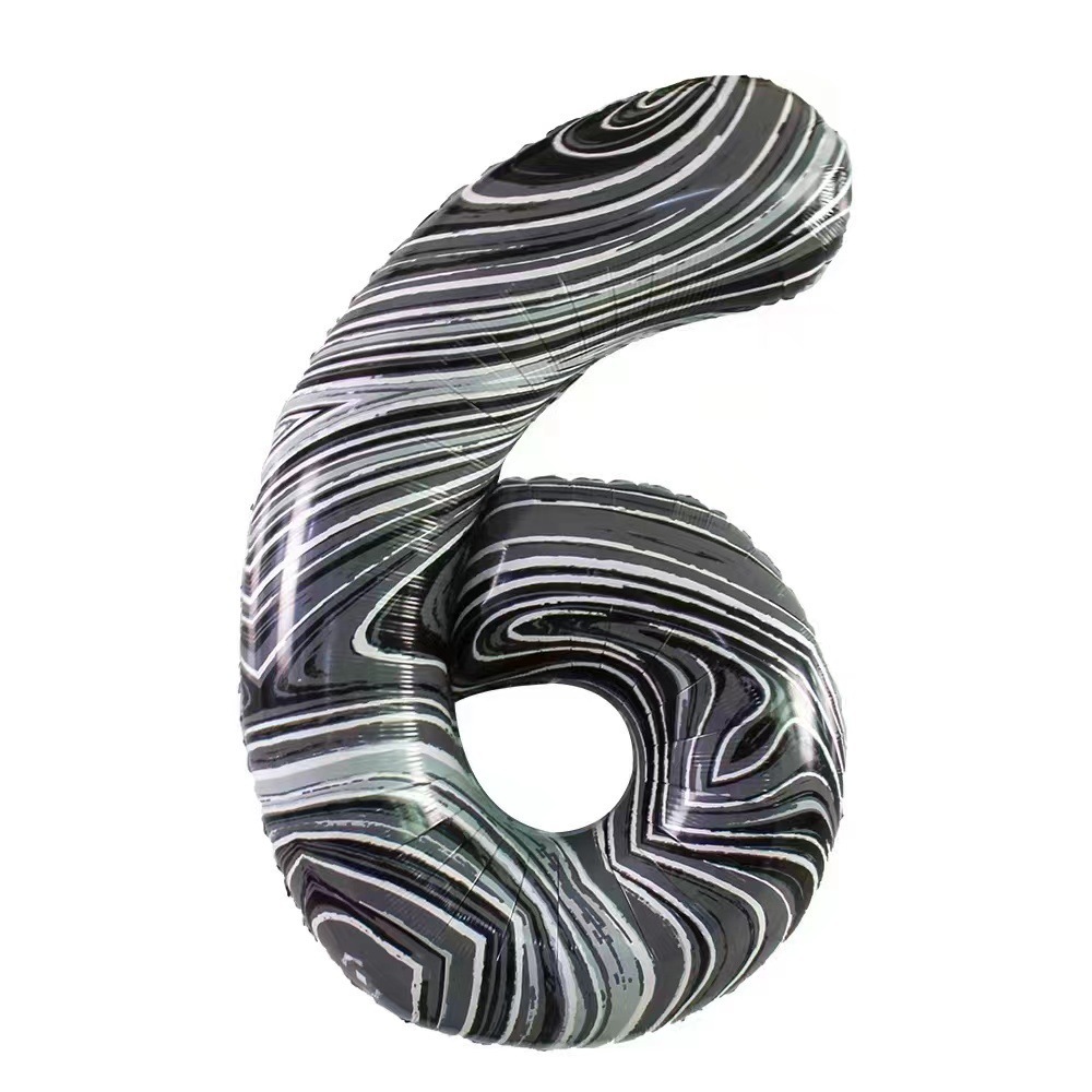 40 inch Marble Textured Aluminum Foil Balloon Number 6