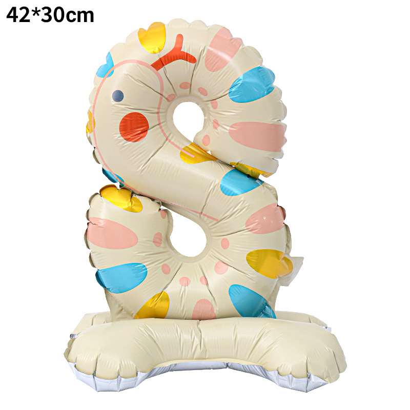 40 inch Animal Number 8 Standing Base Foil Balloon