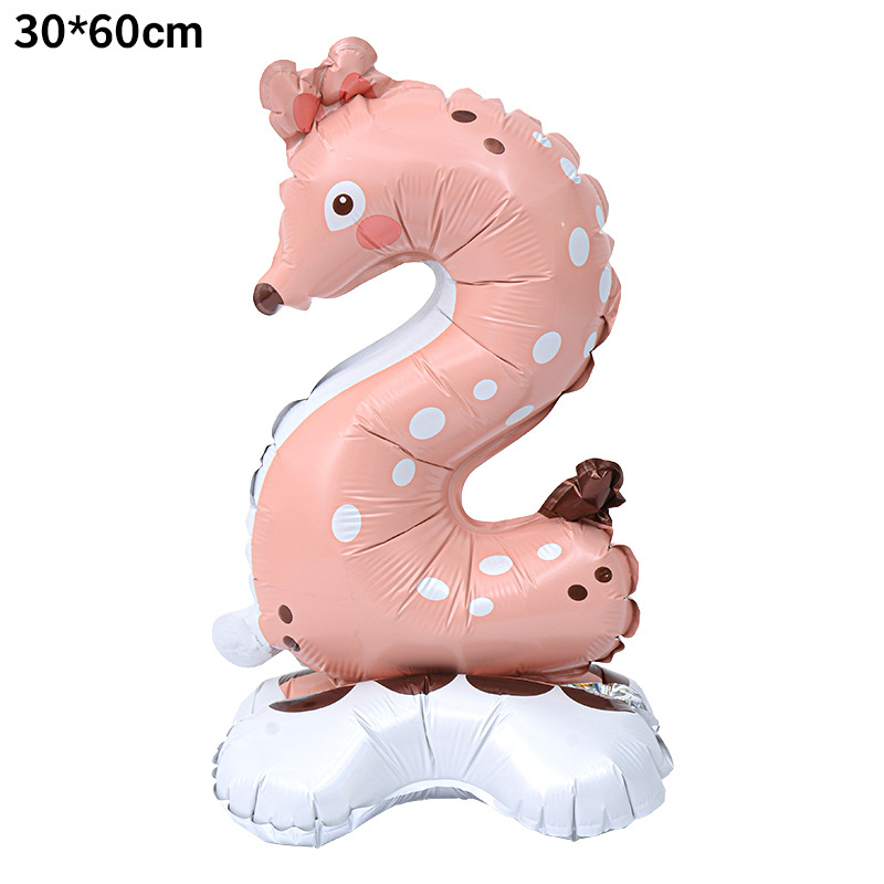 40 inch Animal Digital Standing Foil Balloon with Base Number 2