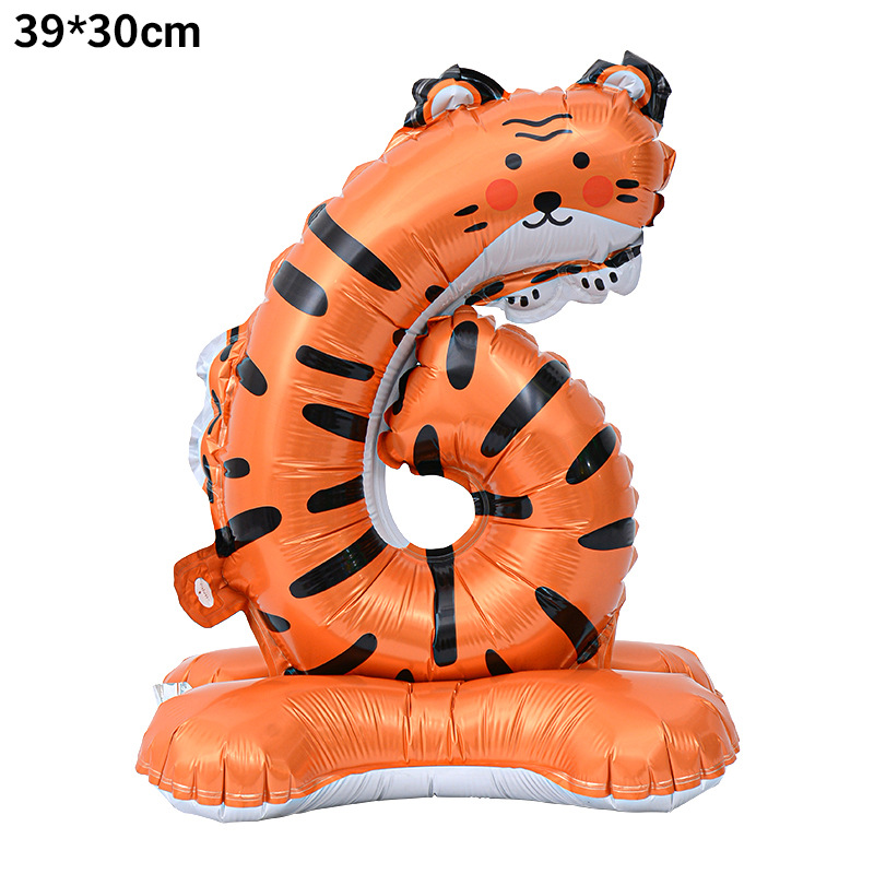 40 inch Animal Number 6 Standing Base Foil Balloon