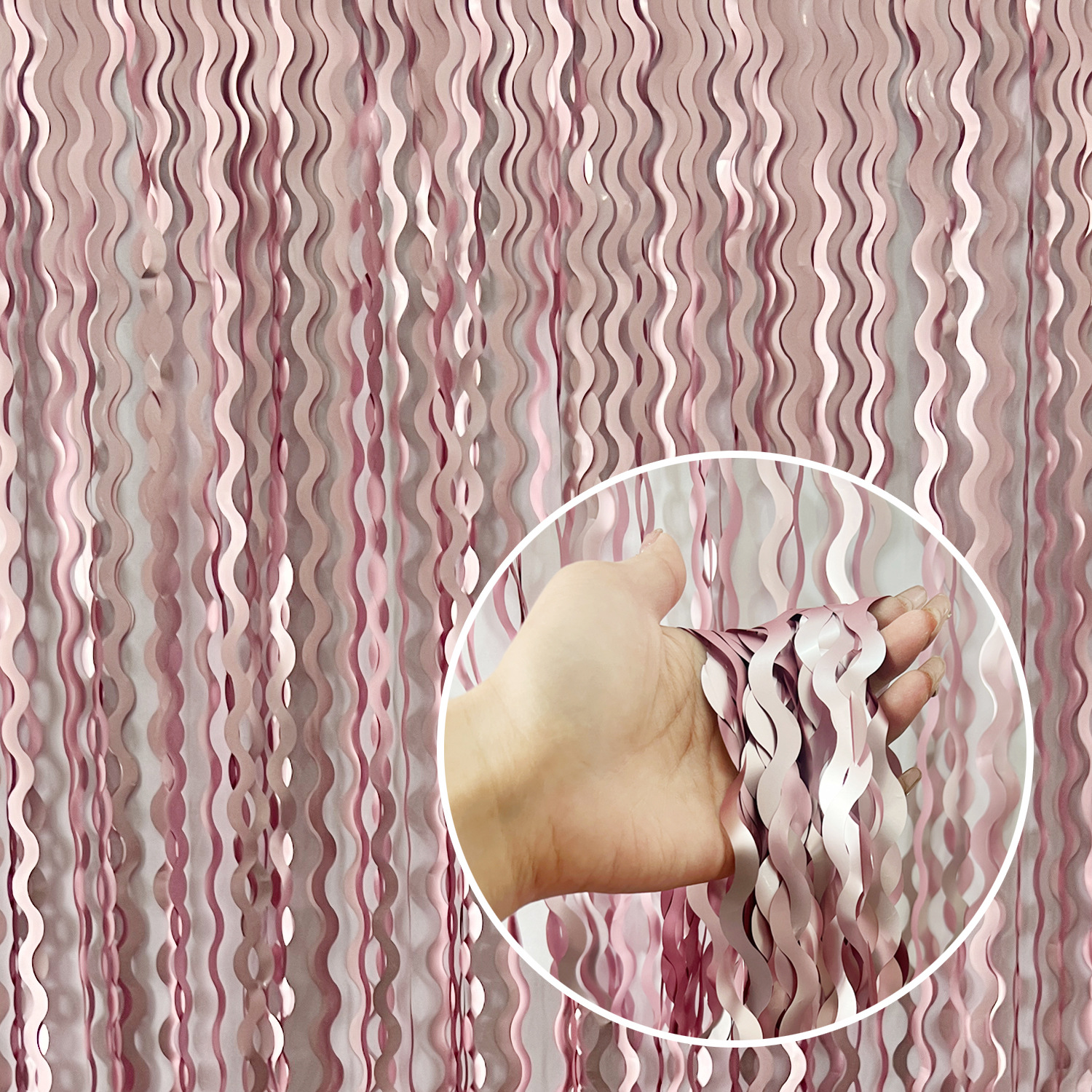 Matte Scimitar Foil Fringe Curtain 1*2m Pink Tinsel Curtain