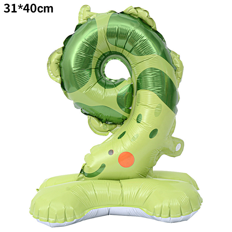40 inch Animal Number 9 Standing Base Foil Balloon