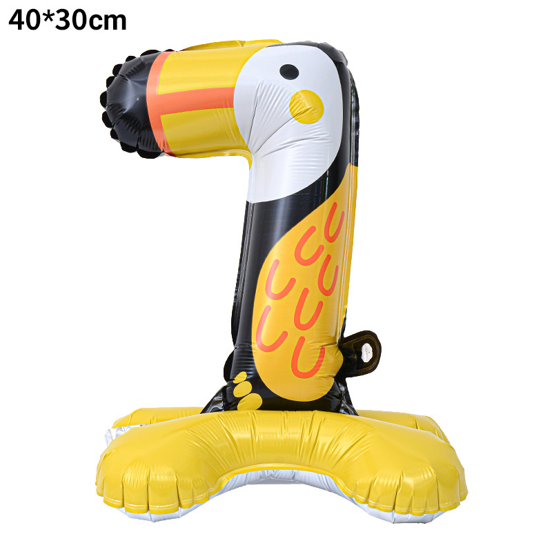40 inch Animal Number 7 Standing Base Foil Balloon