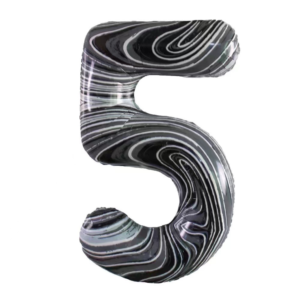40 inch Marble Textured Aluminum Foil Balloon Number 5