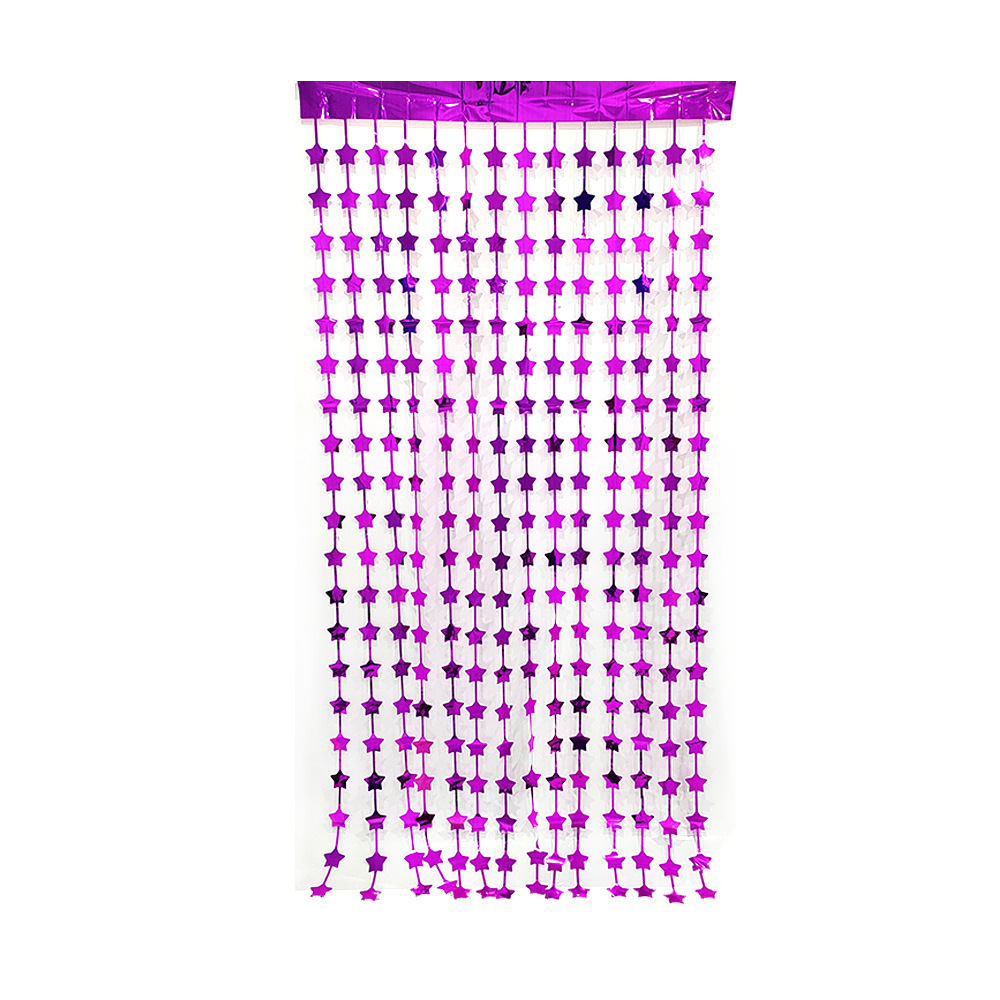 Light Star Shaped 1*2m Hot Pink Tinsel Curtain