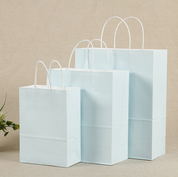 13*8*21CM Macaron Blue Paper Handbag