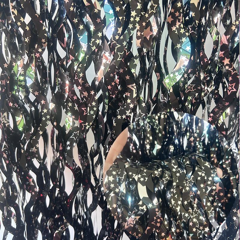 Ceramic Scimitar Foil Fringe Curtain 1*2m Black Tinsel Curtain