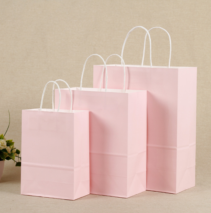 13*8*21CM Macaron Pink Paper Handbag
