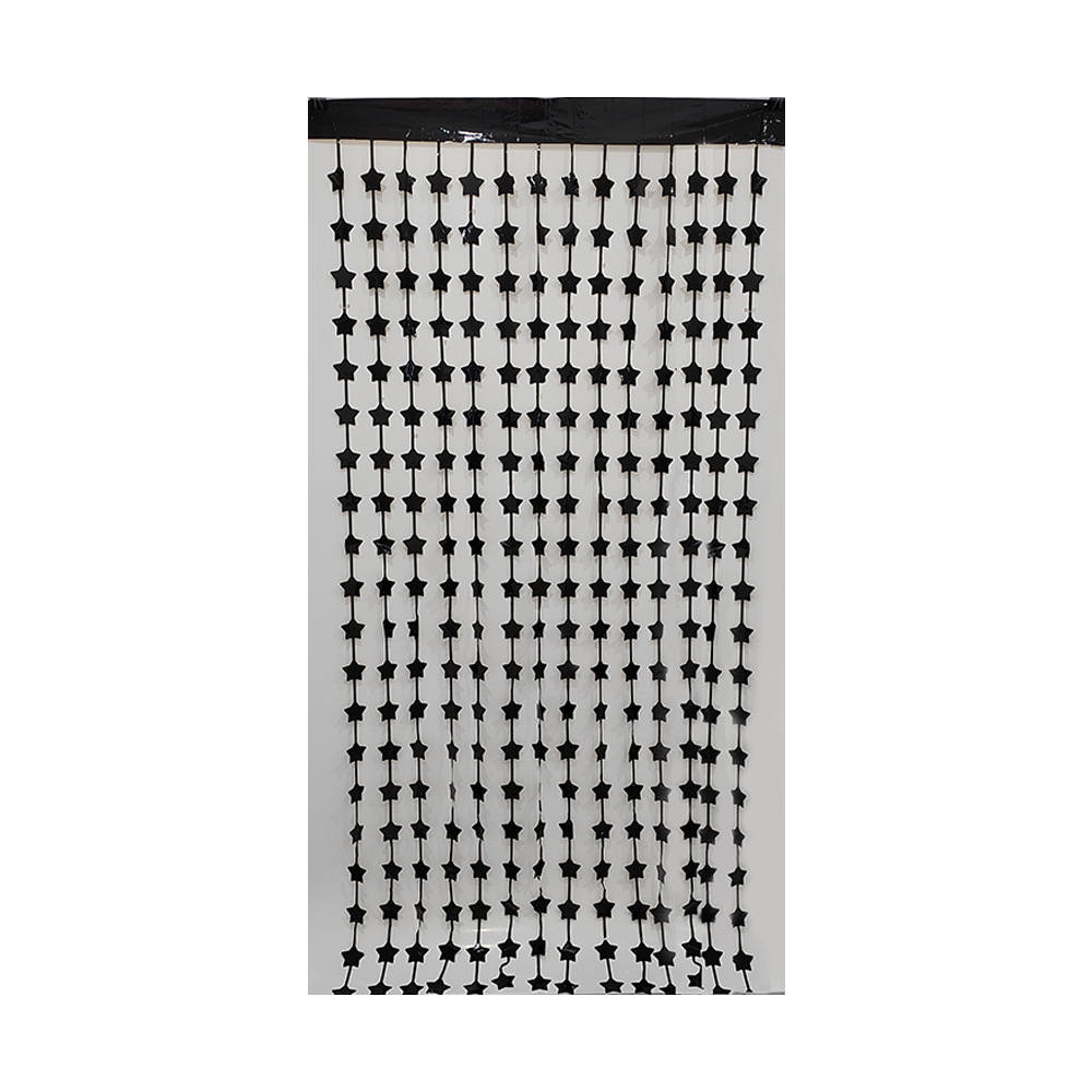 Light Star Shaped 1*2m Black Tinsel Curtain