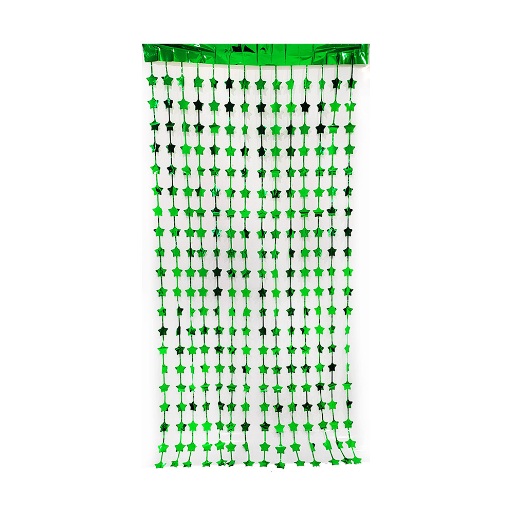 Light Star Shaped 1*2m Green Tinsel Curtain
