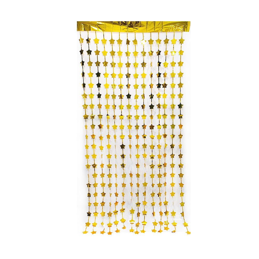 Light Star Shaped 1*2m Gold Tinsel Curtain