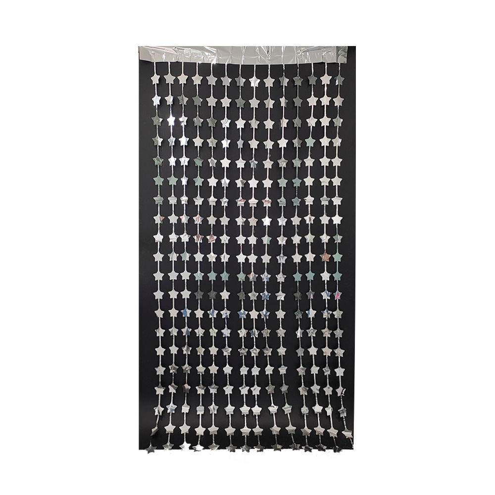 Light Star Shaped 1*2m Silver Tinsel Curtain