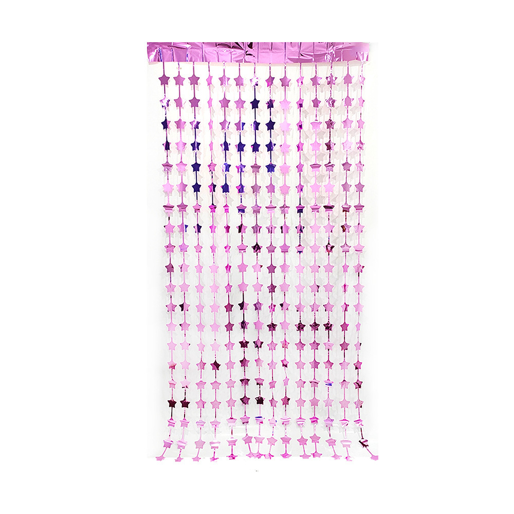Light Star Shaped 1*2m Pink Tinsel Curtain