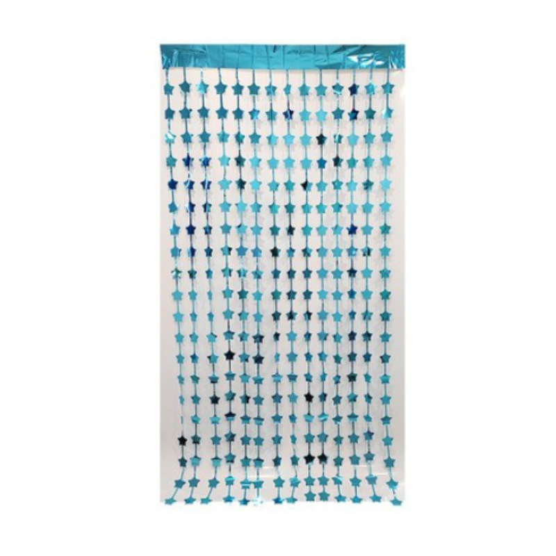 Light Star Shaped 1*2m Light Blue Tinsel Curtain