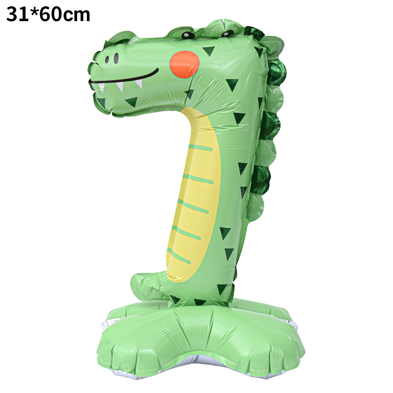 40 inch Animal Digital Standing Foil Balloon with Base Number 7